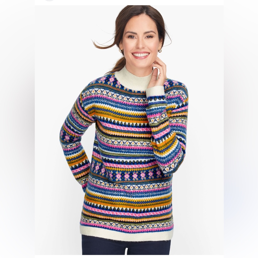 Talbots FAIR ISLE MOCKNECK SWEATER size large petite